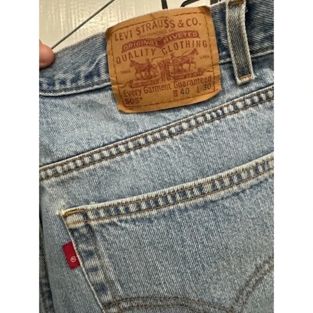 Vintage 2001 Levis 505 Regular Fit Straight Leg Jeans Light Wash 40x30 Blue